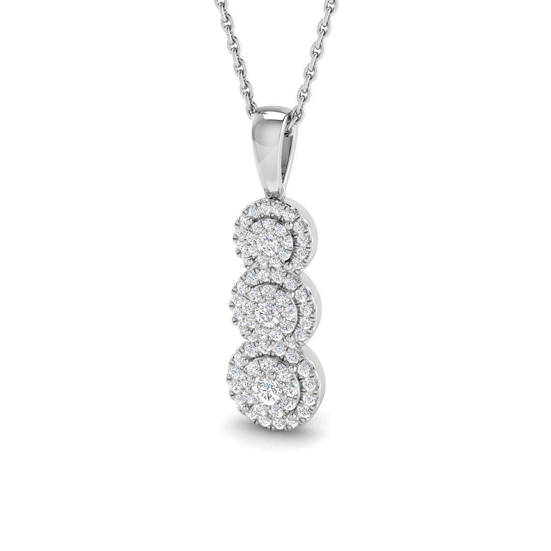 0.33ct Natural Diamond Drop & Trilogy Pendant in 18K White Gold