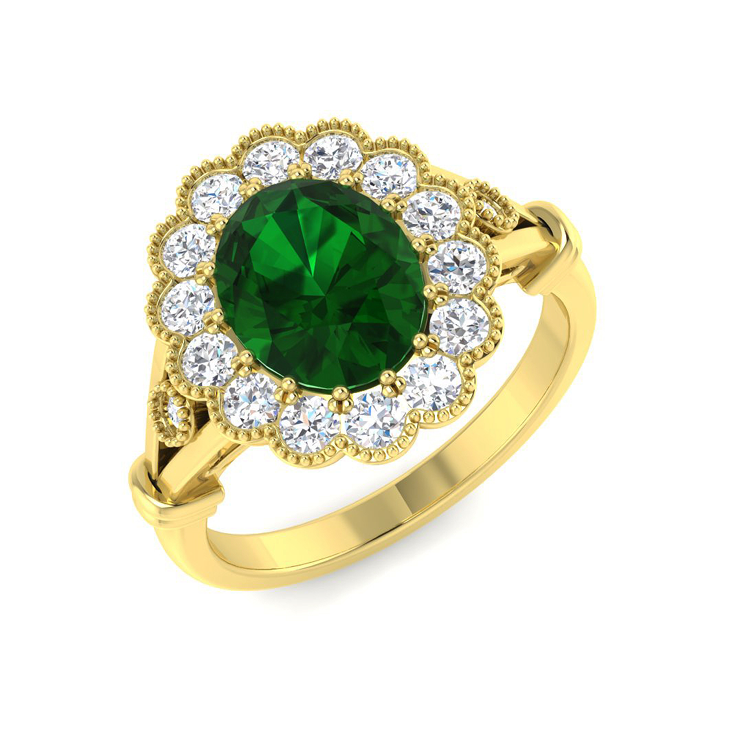 2.18ct Lab-Grown Diamond Vintage Ring in 9K Yellow Gold