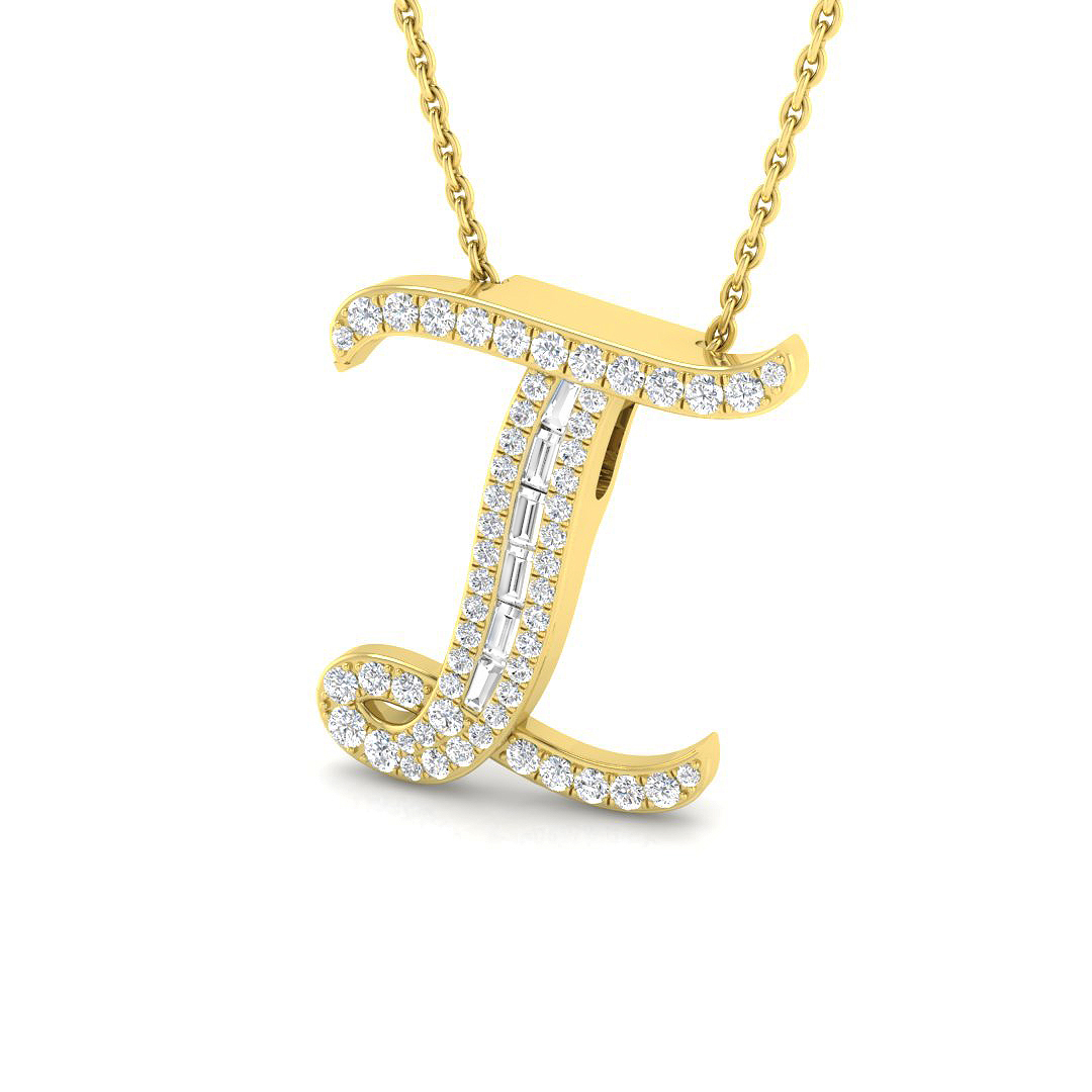 0.34ct Natural Diamond Initials Pendant in 9K Yellow Gold