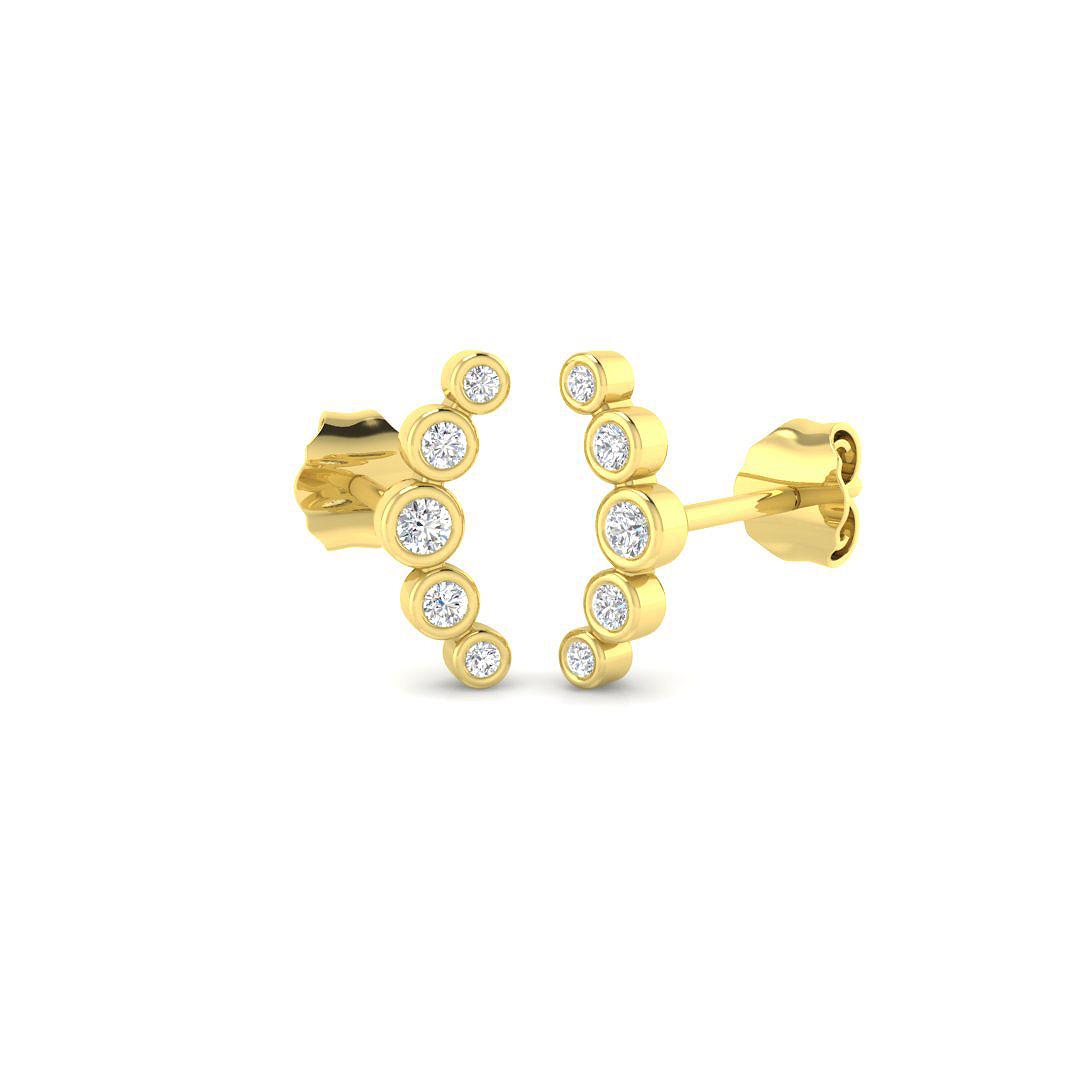 0.15ct Natural Diamond Crawlers Earrings in 9K Yellow Gold