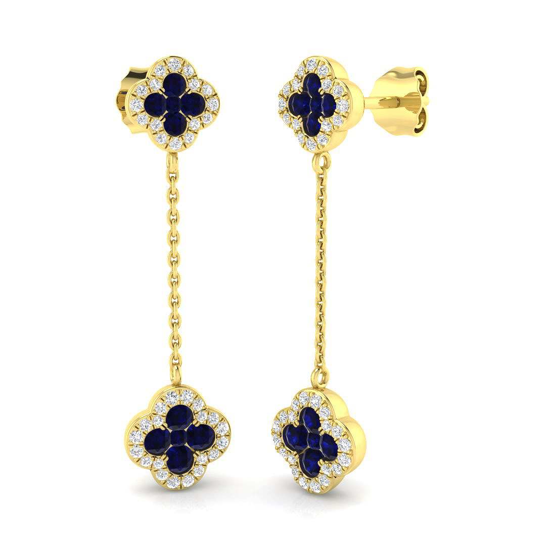 Blue Sapphire Earrings in 18K Yellow Gold
