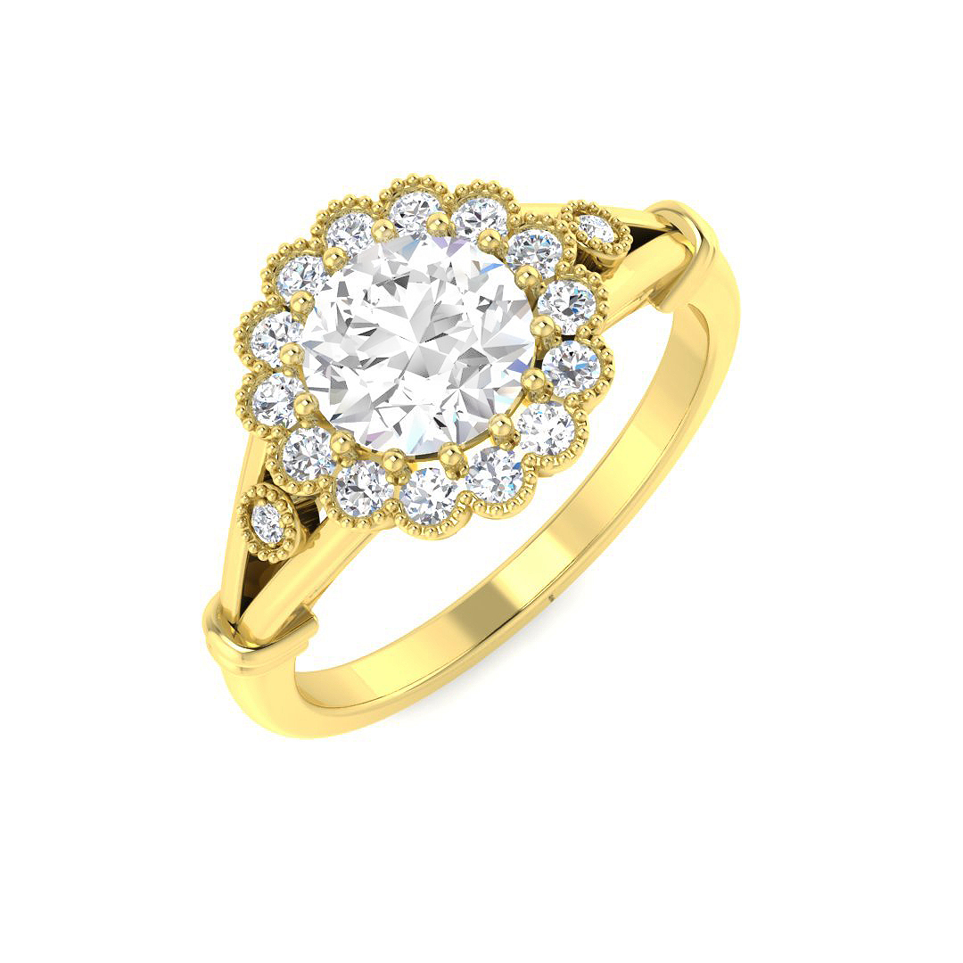 1.35ct Lab-Grown Diamond Vintage Ring in 9K Yellow Gold