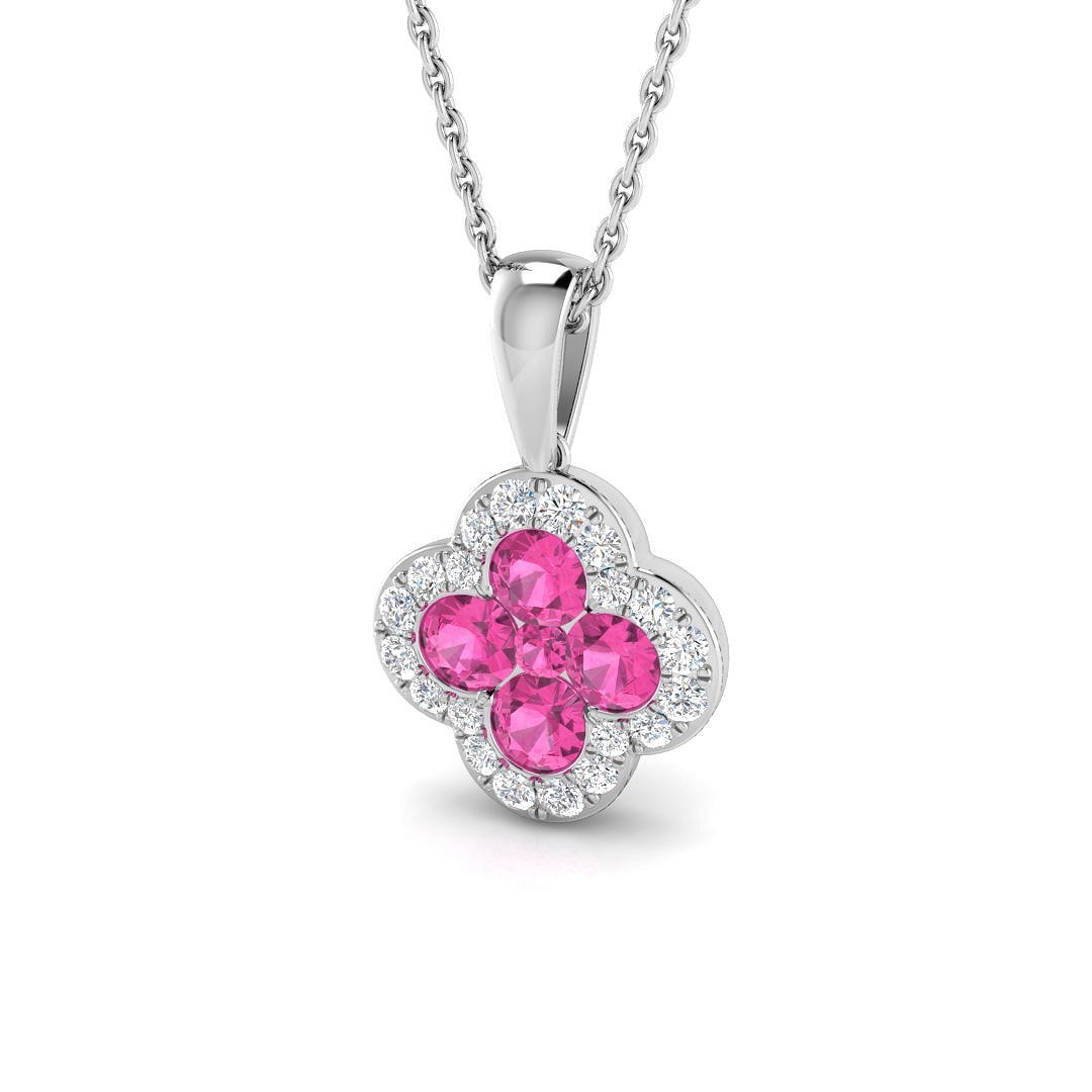 Pink Sapphire Pendant in 18K White Gold