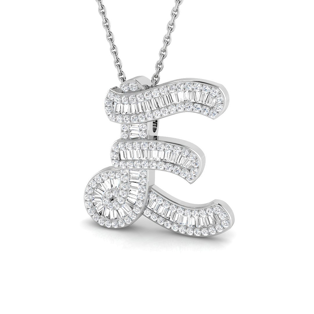 0.53ct Natural Diamond Initials Pendant in 9K White Gold