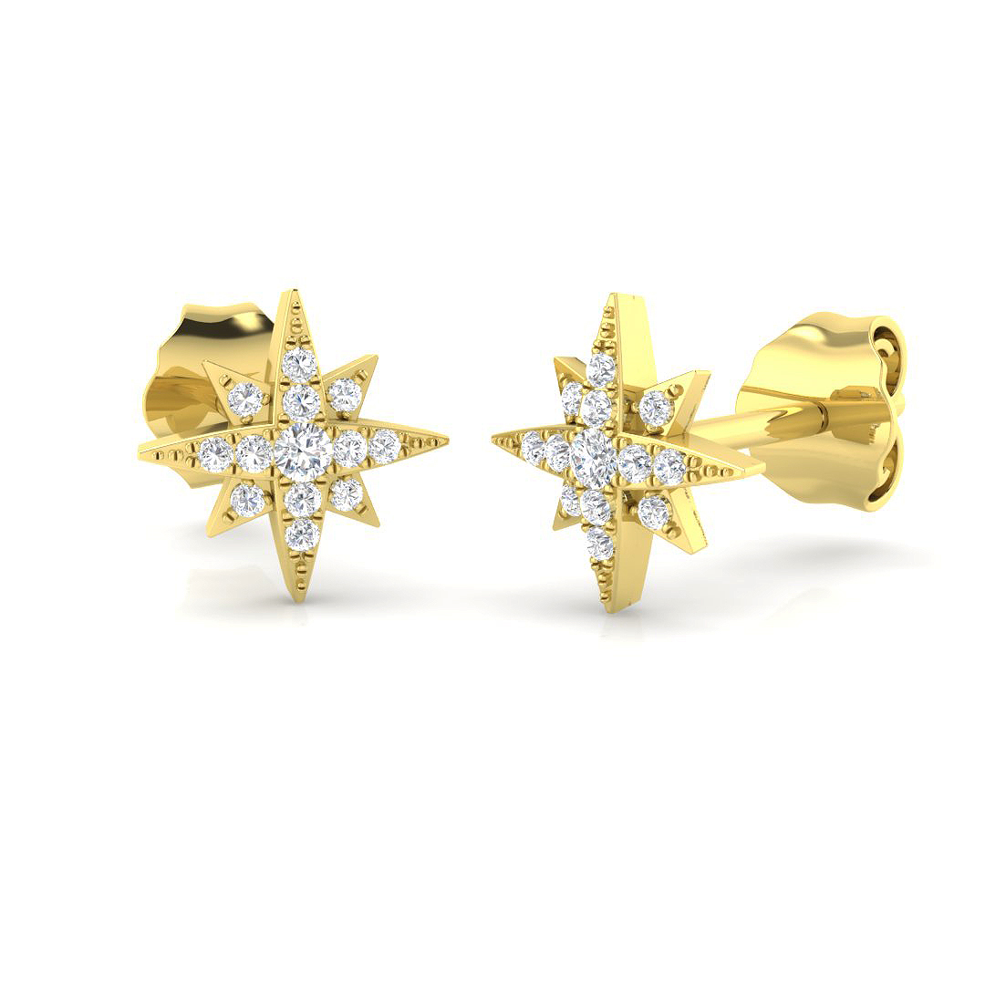 0.08ct Natural Diamond Fancy Earrings in 9K Yellow Gold
