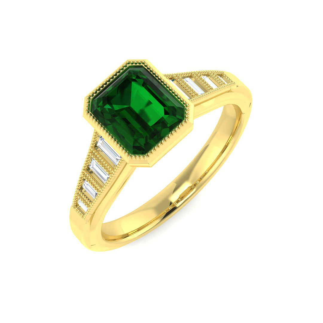Emerald Ring in 9K Yellow Gold