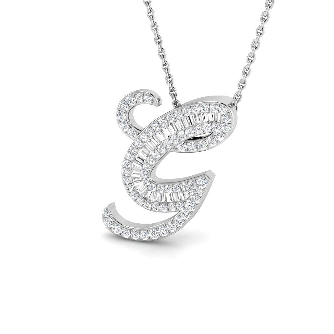 0.41ct Natural Diamond Initials Pendant in 9K White Gold