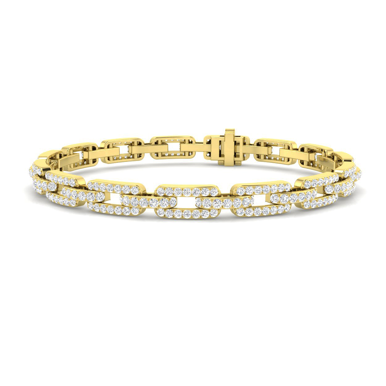 3.23ct Natural Diamond Paper Clip Bracelet in 9K Yellow Gold