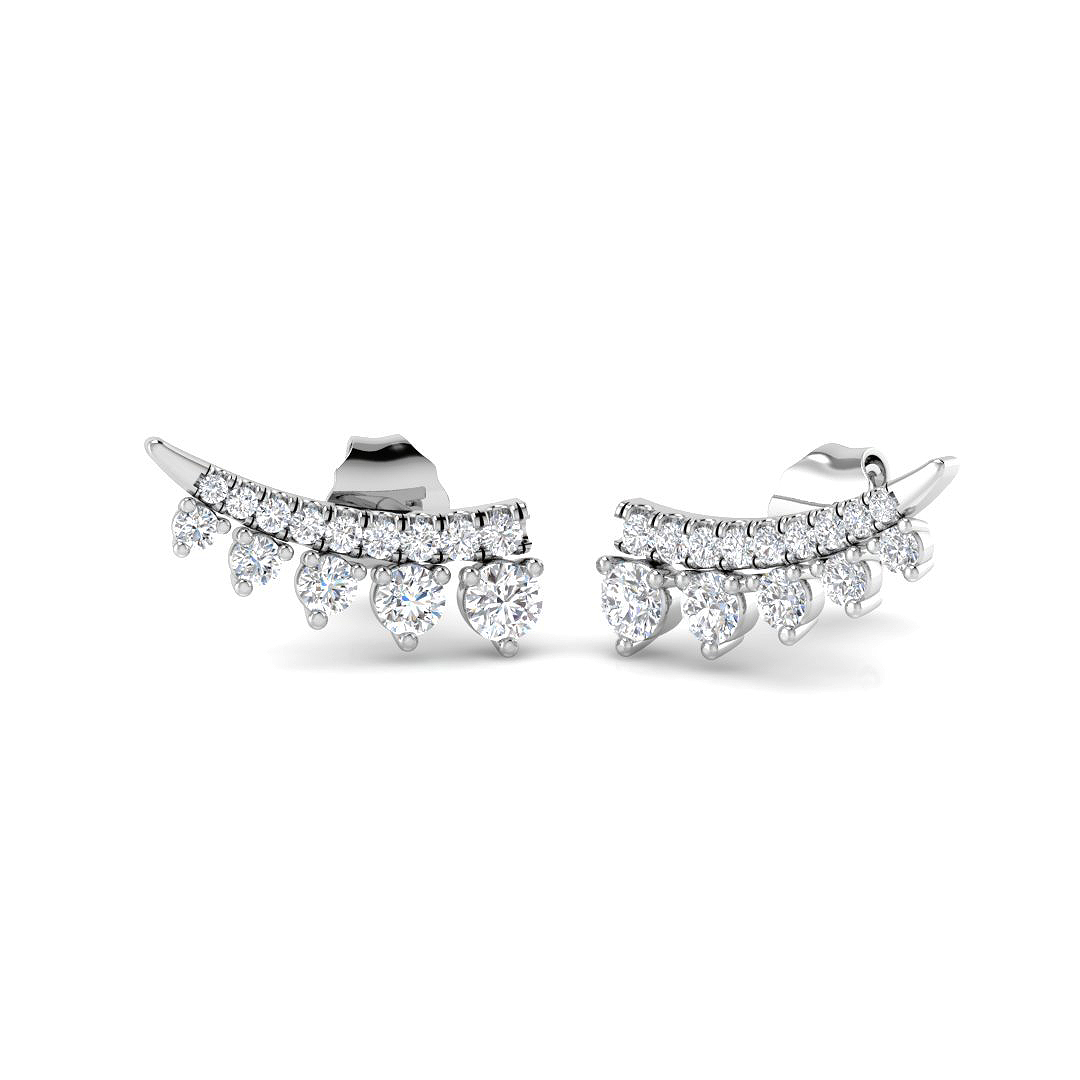 0.46ct Natural Diamond Crawlers Earrings in 9K White Gold