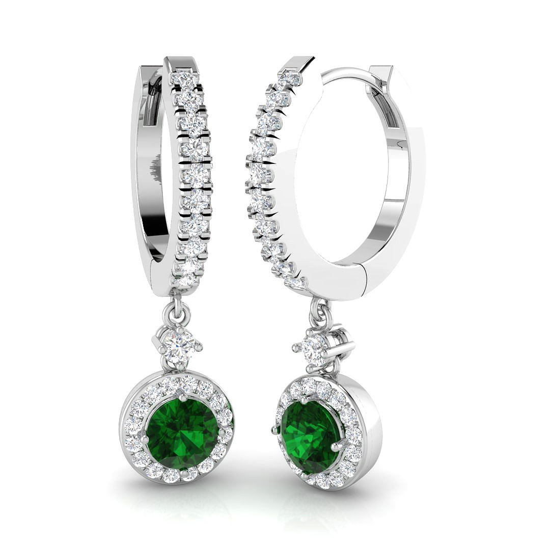 Emerald Earrings in 18K White Gold