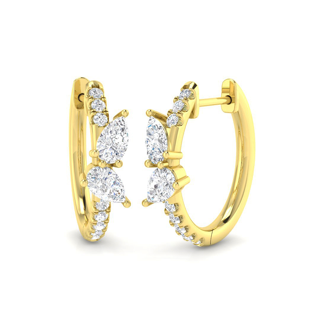 0.94ct Natural Diamond Hoops Earrings in 9K Yellow Gold