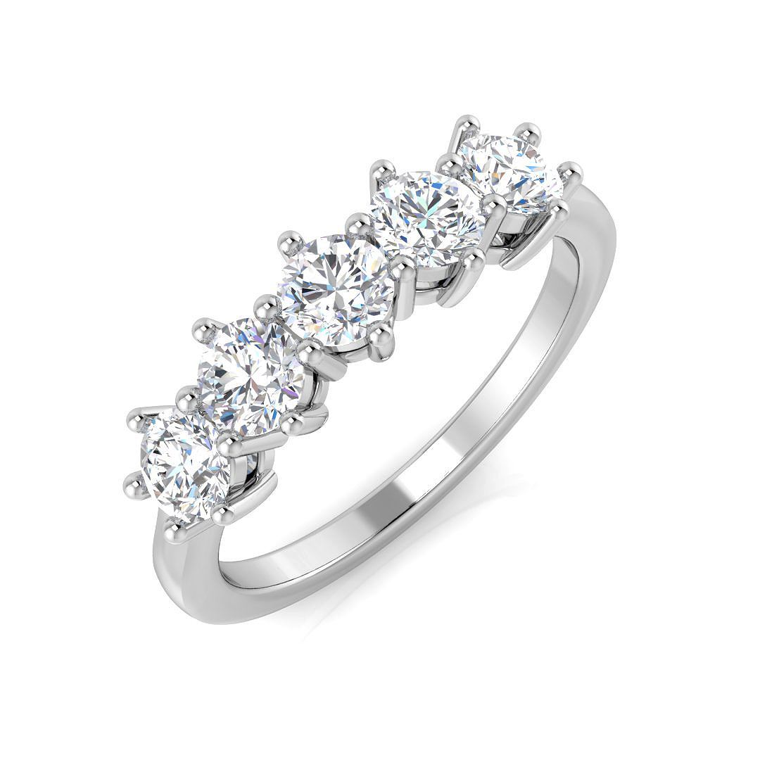 0.97ct Lab-Grown Diamond 5 Stone Ring in 9K White Gold