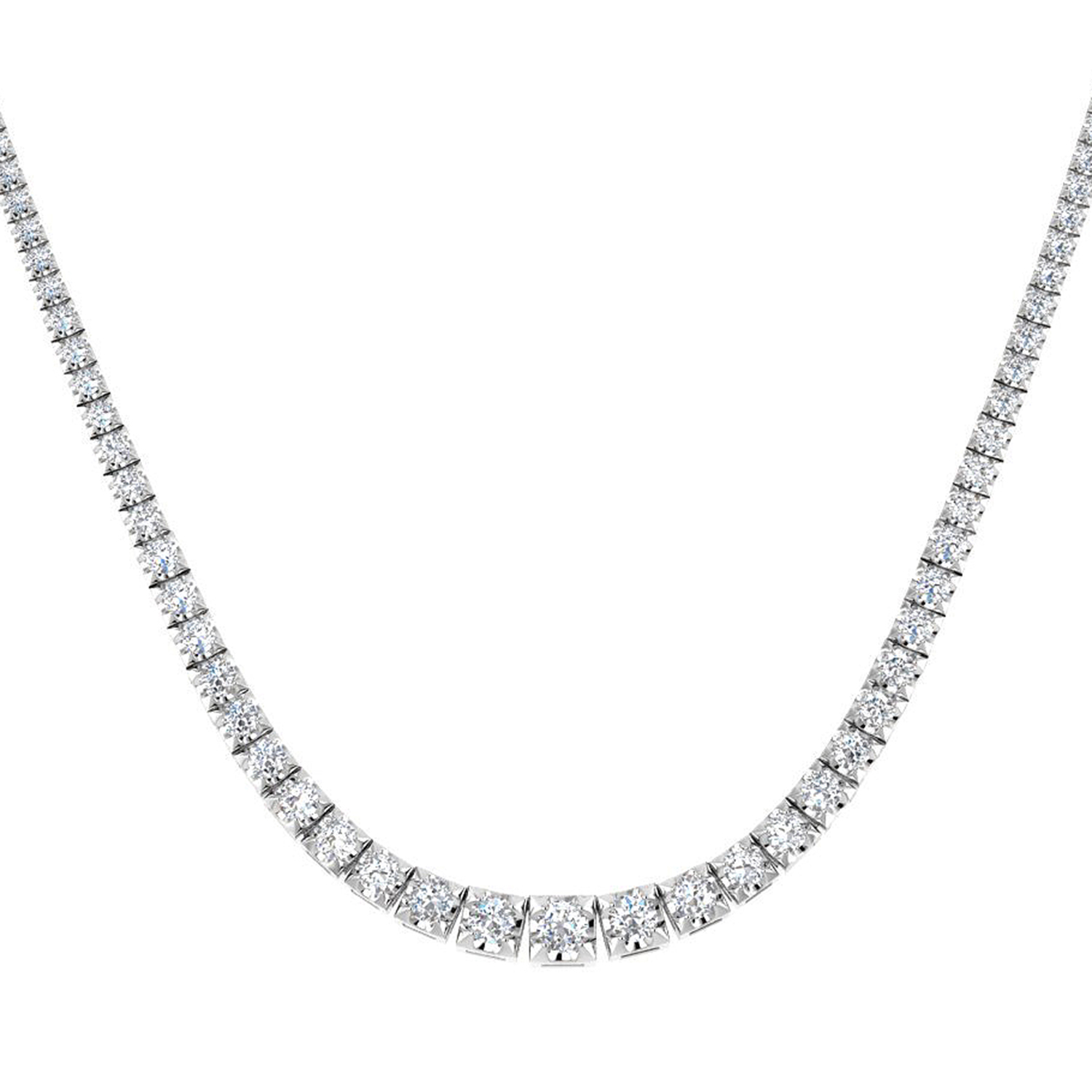 3.88ct Natural Diamond Tennis Necklace in 18K White Gold