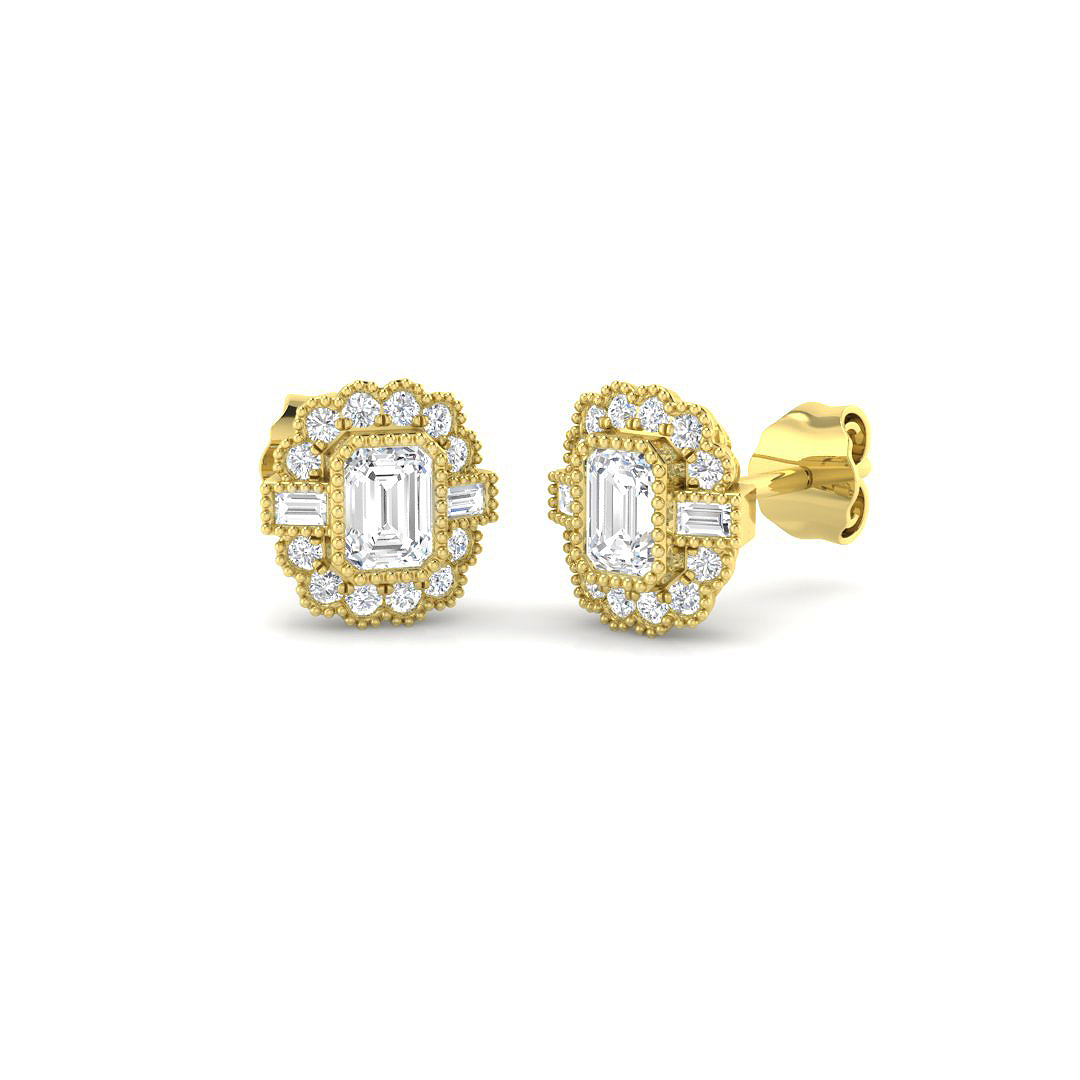 0.75ct Natural Diamond Vintage Earrings in 9K Yellow Gold