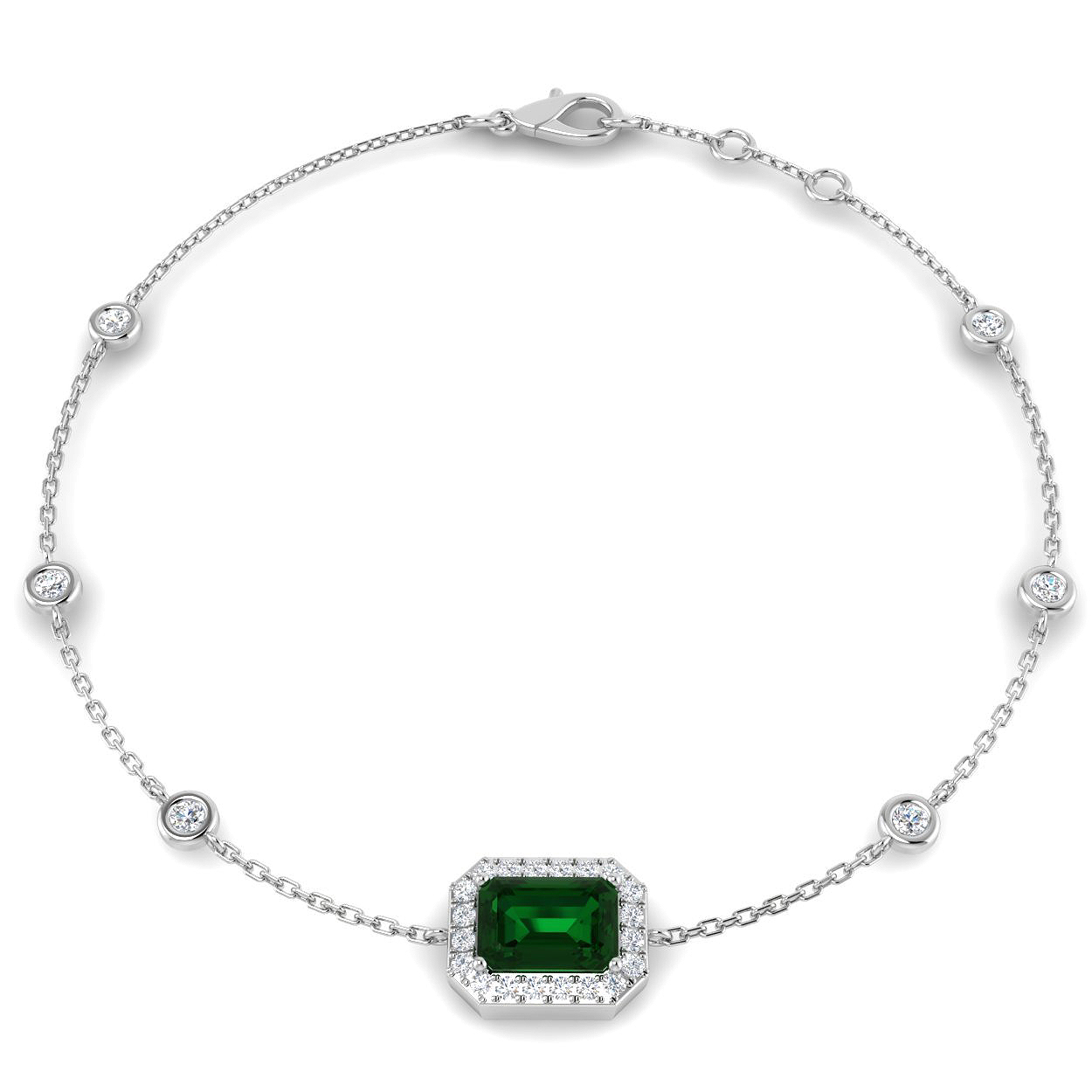 Emerald Bracelet in 18K White Gold
