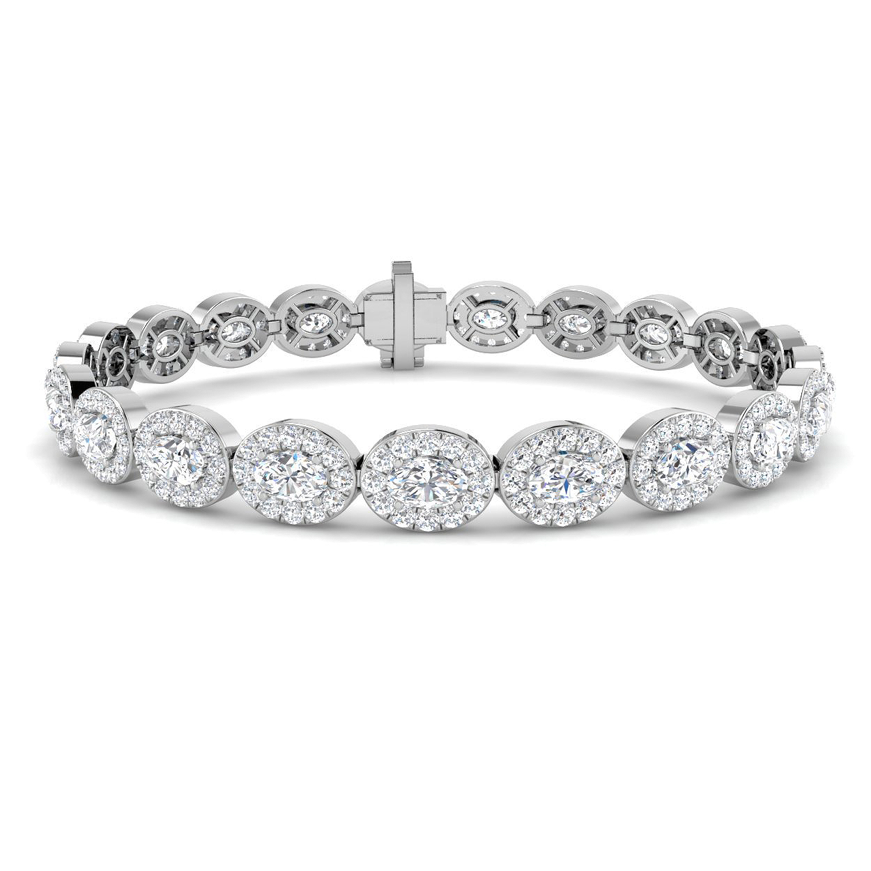 9.14ct Natural Diamond Halo Bracelet in 18K White Gold
