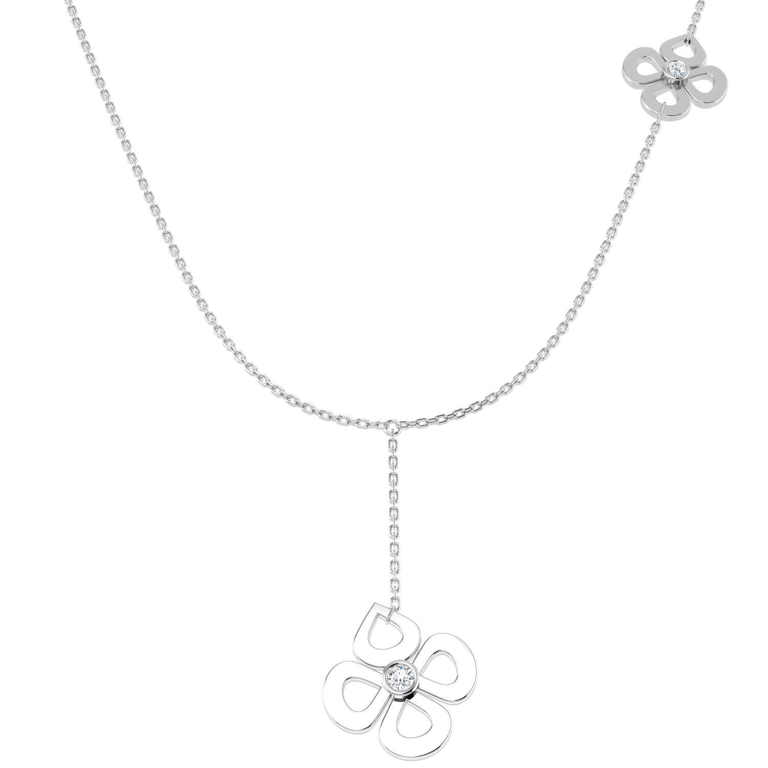 0.13ct Natural Diamond Shape Necklace in 9K White Gold