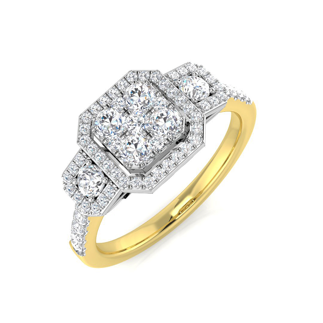 0.61ct Natural Diamond 3 Stone Ring in 9K Yellow Gold