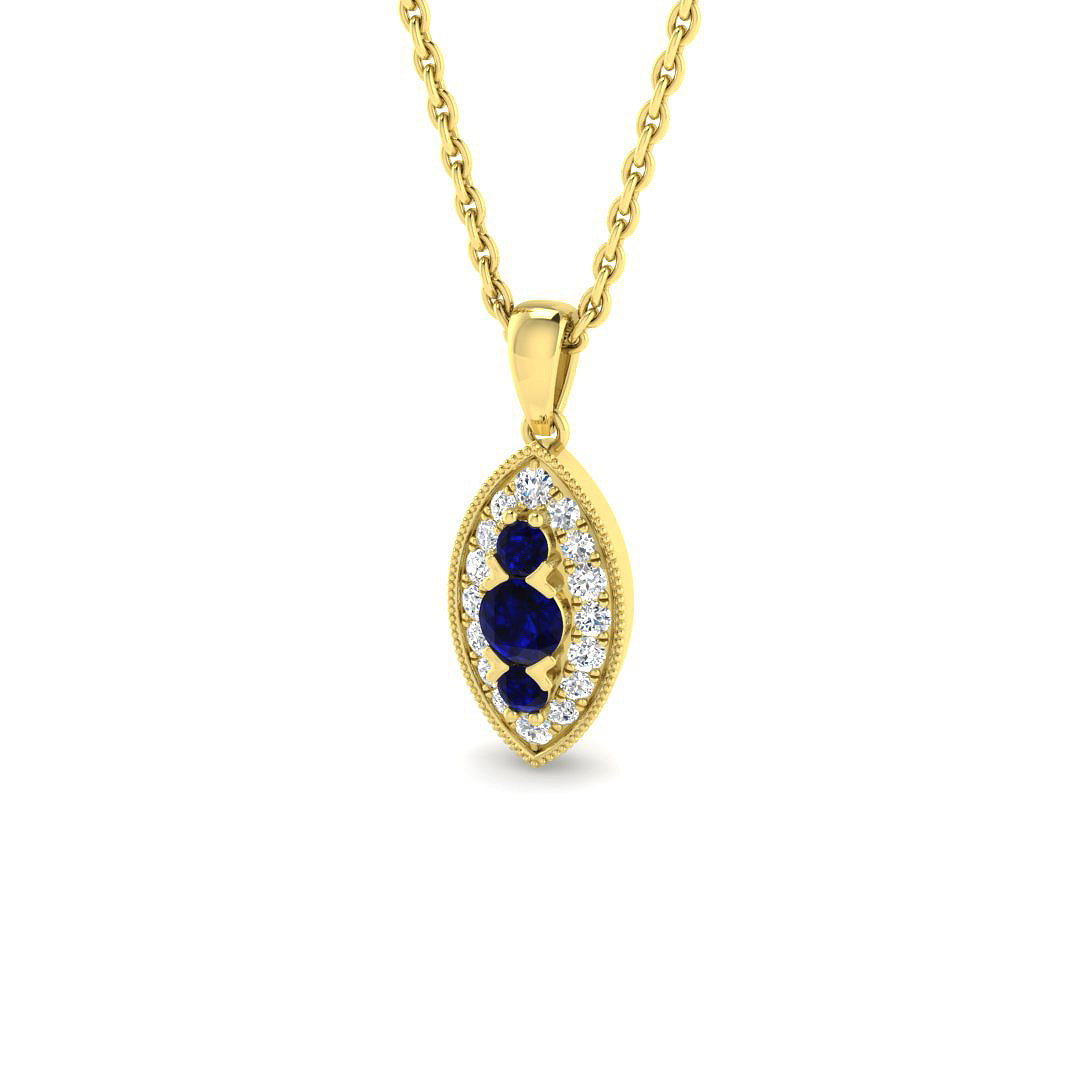 Blue Sapphire Pendant in 9K Yellow Gold