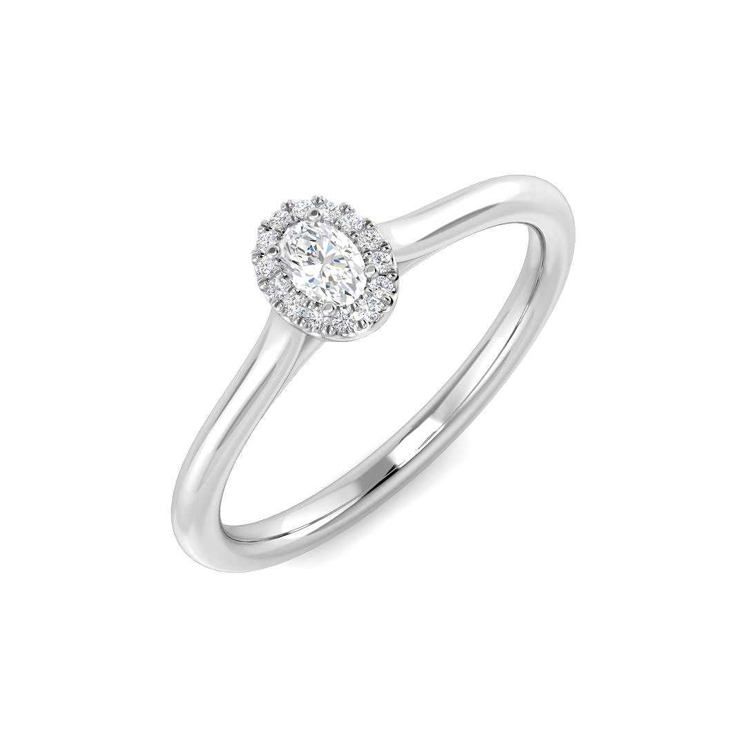 0.14ct Natural Diamond Halo Ring in 18K White Gold