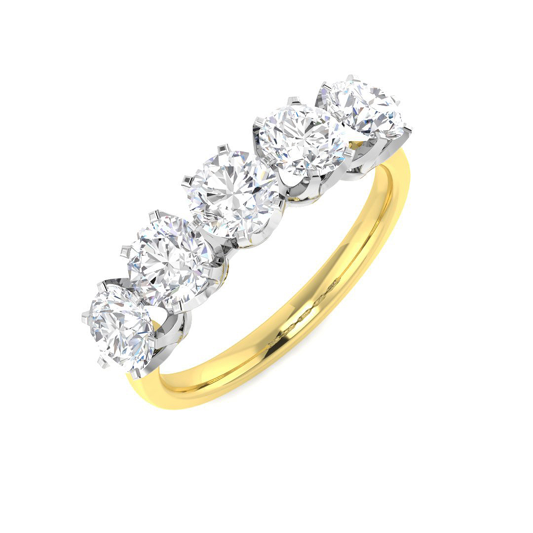 1.21ct Lab-Grown Diamond 5 Stone Ring in 9K Two Tone