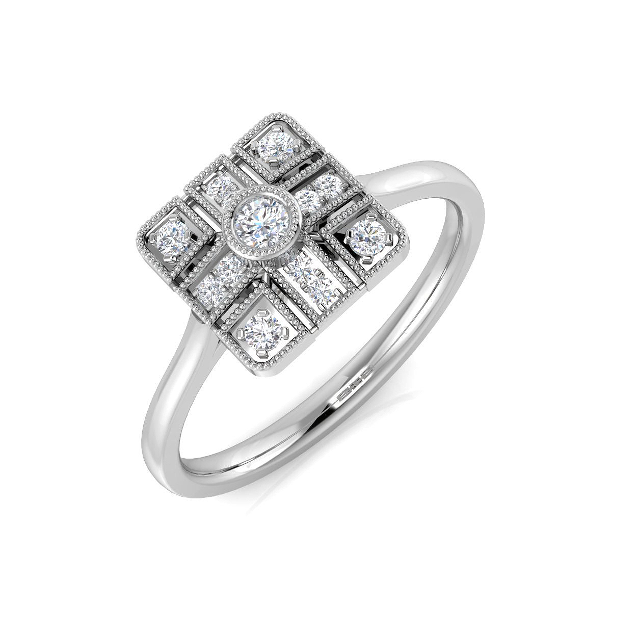 0.16ct Natural Diamond Vintage Ring in 18K White Gold