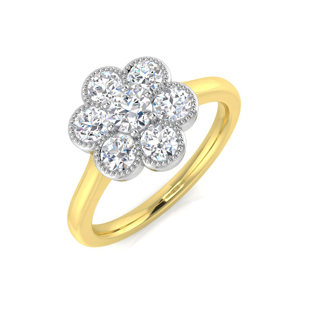 1.03ct Lab-Grown Diamond Cluster Ring in 9K Two Tone