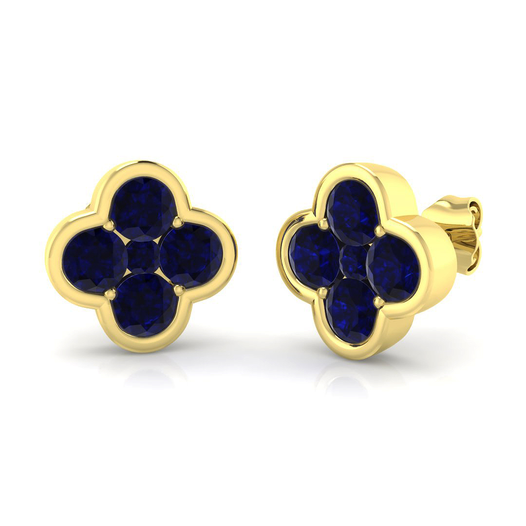 Blue Sapphire Earrings in 18K Yellow Gold