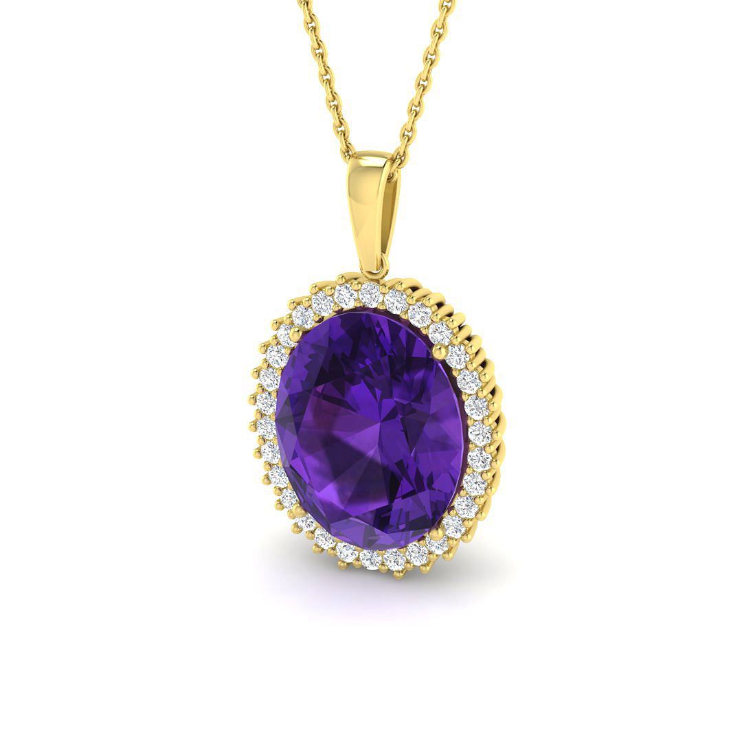 Amethyst Pendant in 9K Yellow Gold