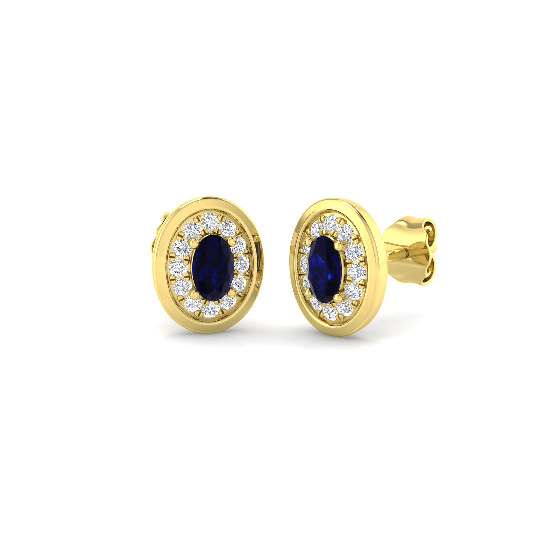 Halo Earrings in 9K Yellow Gold