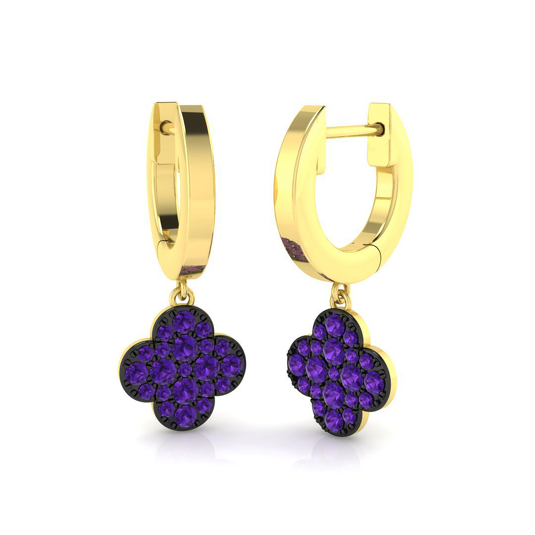 0.35ct Natural Diamond Clover Earrings in 9K Yellow Gold