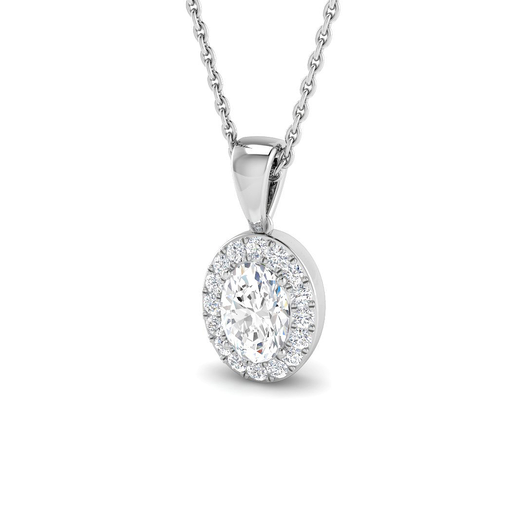 0.65ct Lab-Grown Diamond Halo Pendant in 9K White Gold