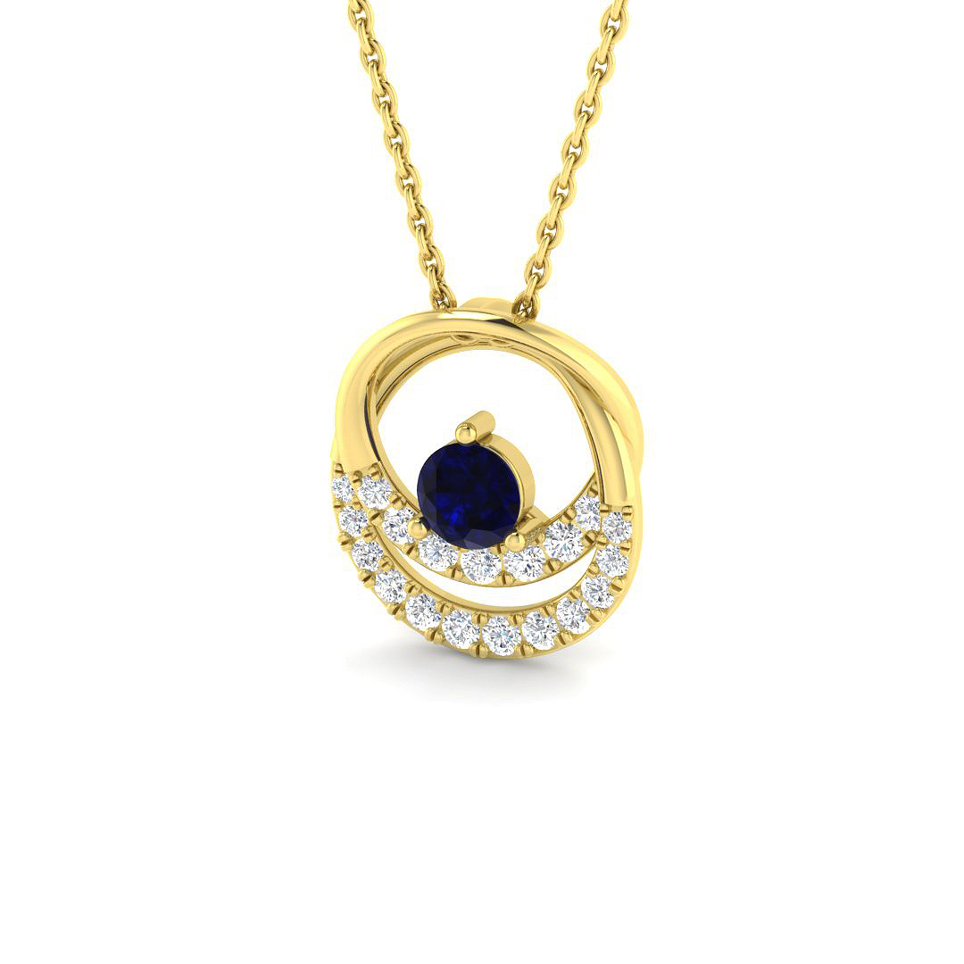 Blue Sapphire Pendant in 9K Yellow Gold