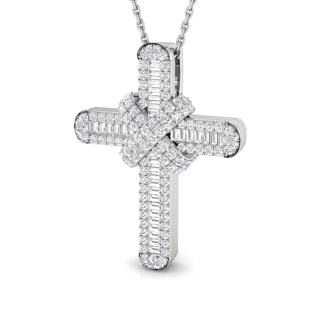 0.68ct Natural Diamond Cross Cross Pendant in 9K White Gold