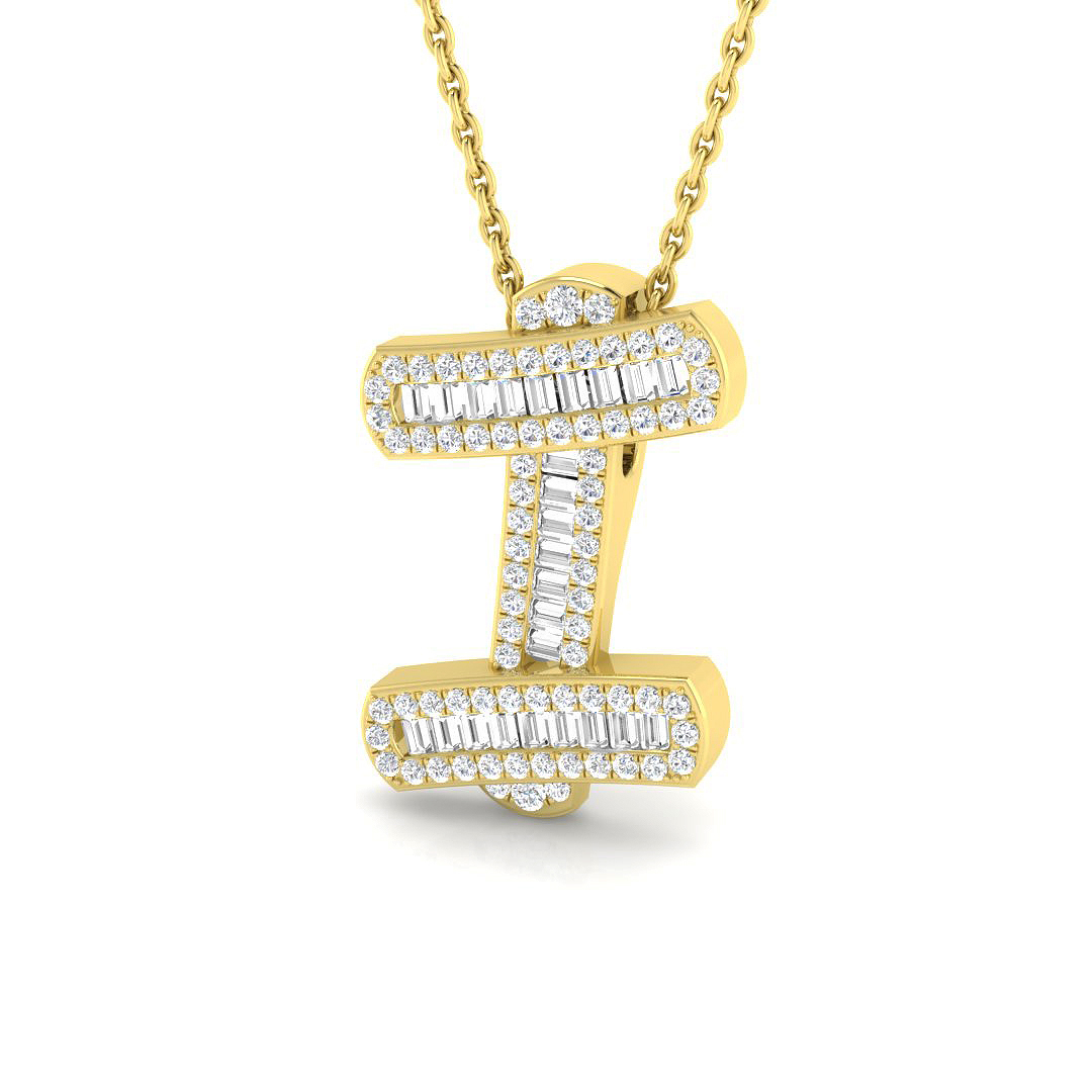 0.39ct Natural Diamond Initials Pendant in 9K Yellow Gold