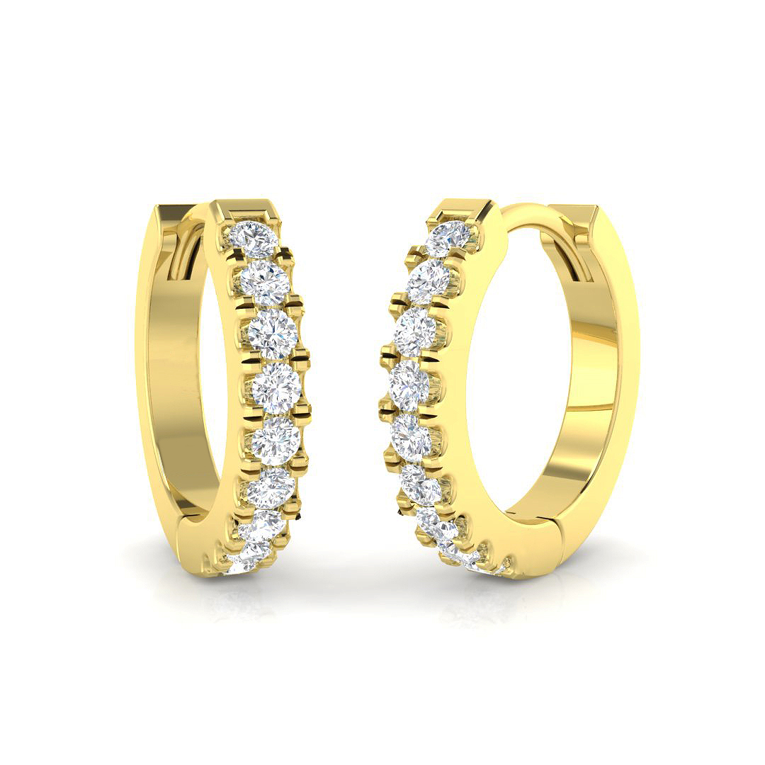 0.39ct Natural Diamond Hoops Earrings in 18K Yellow Gold