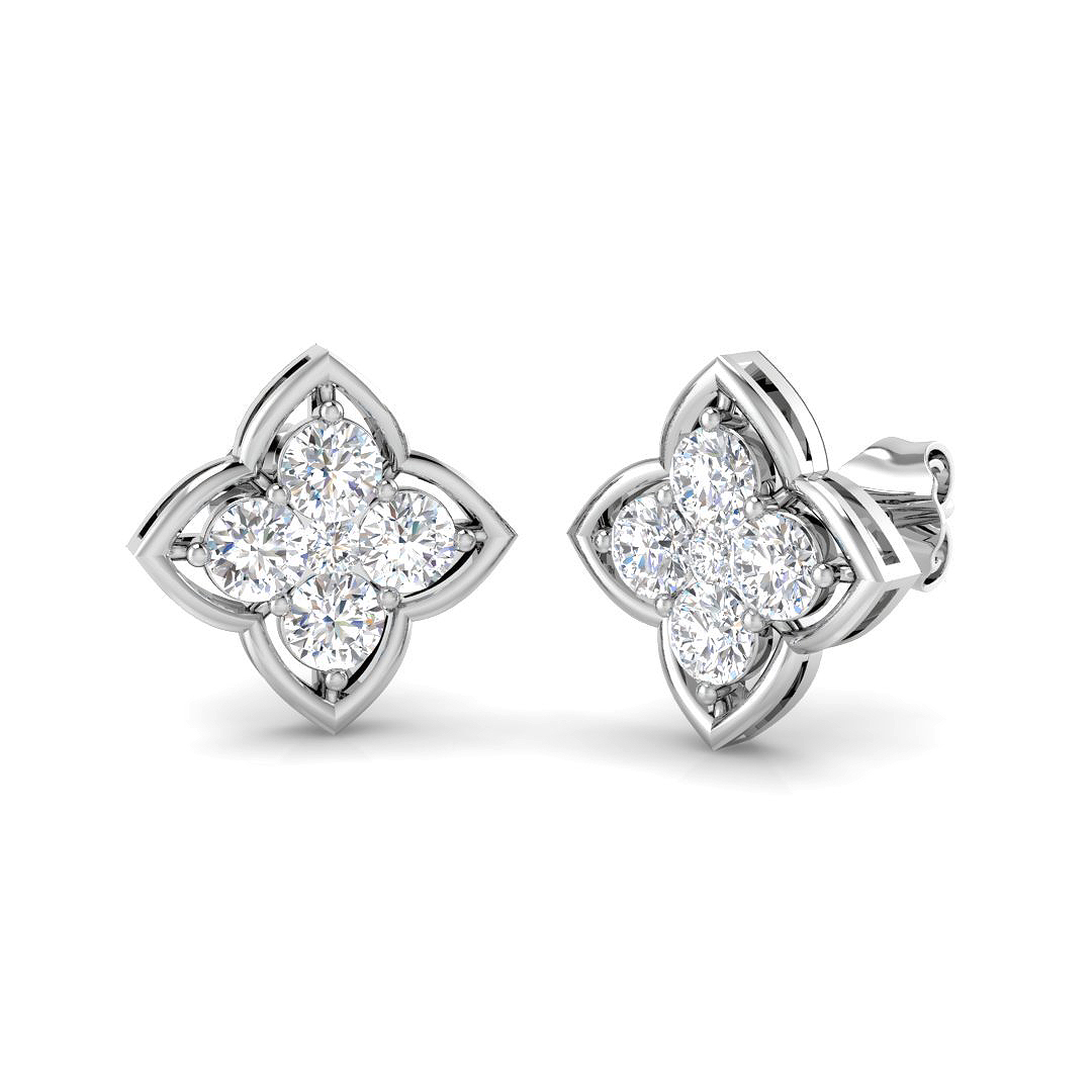 1.04ct Natural Diamond Shape Earrings in 9K White Gold