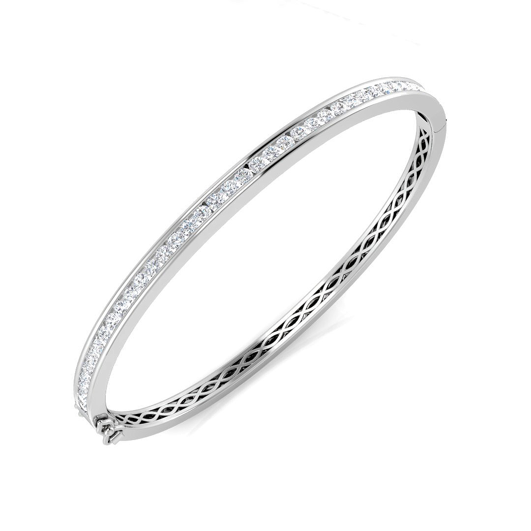 1.46ct Lab-Grown Diamond Channel Set Bangle in 9K White Gold