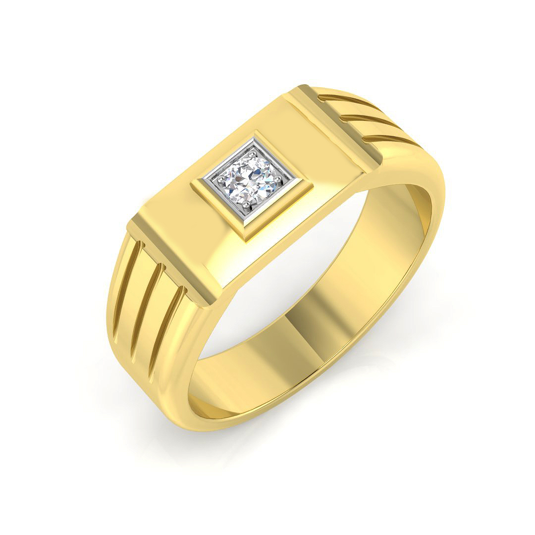 0.08ct Lab-Grown Diamond Signet Ring in 9K Yellow Gold