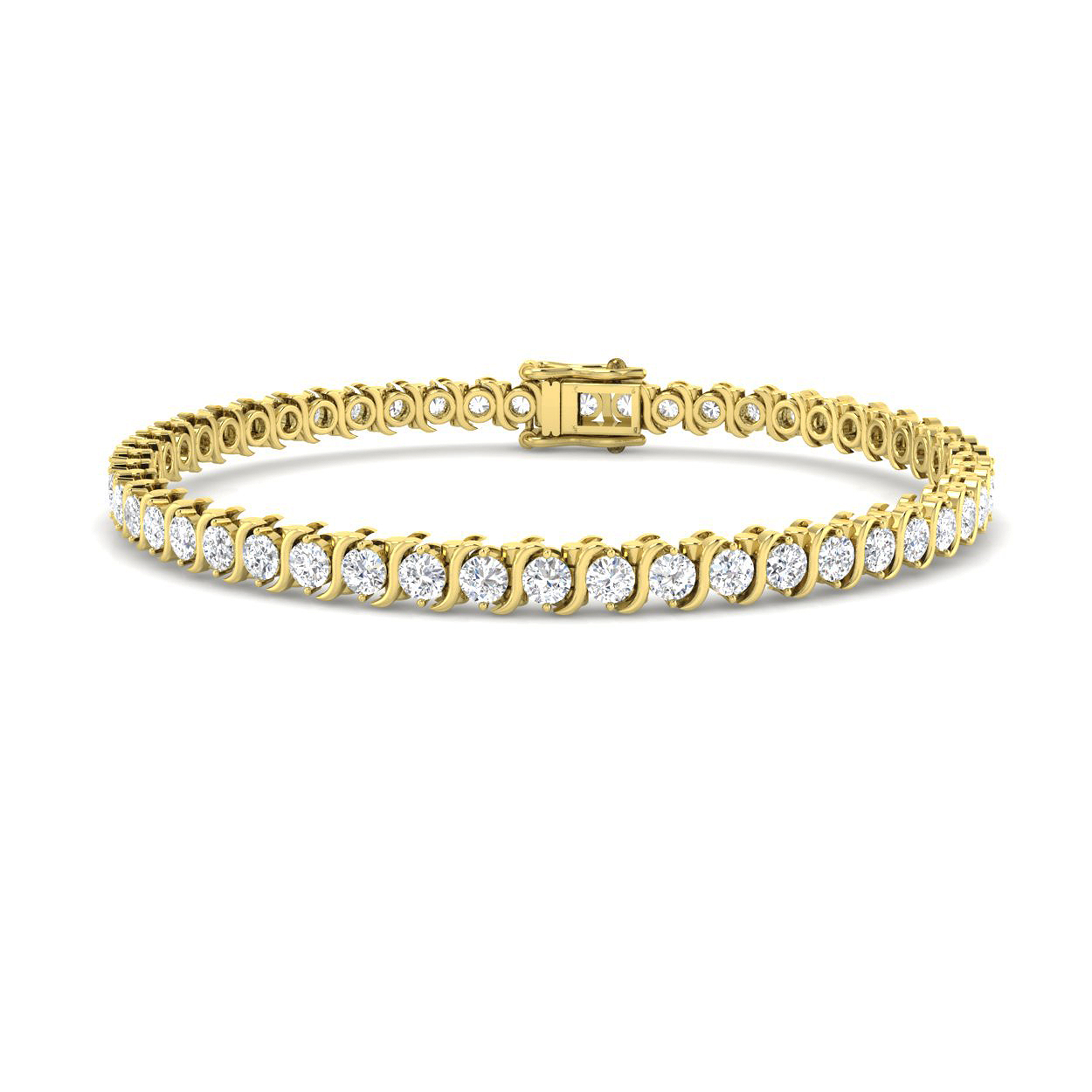 3.01ct Natural Diamond Tennis Bracelet in 9K Yellow Gold