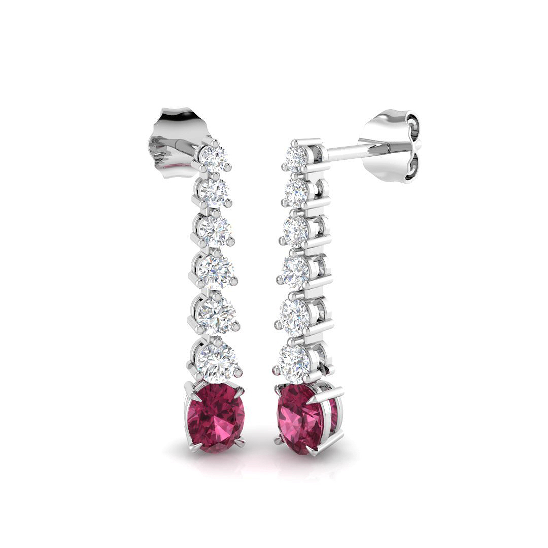 Drop & Trilogy Earrings in 18K White Gold