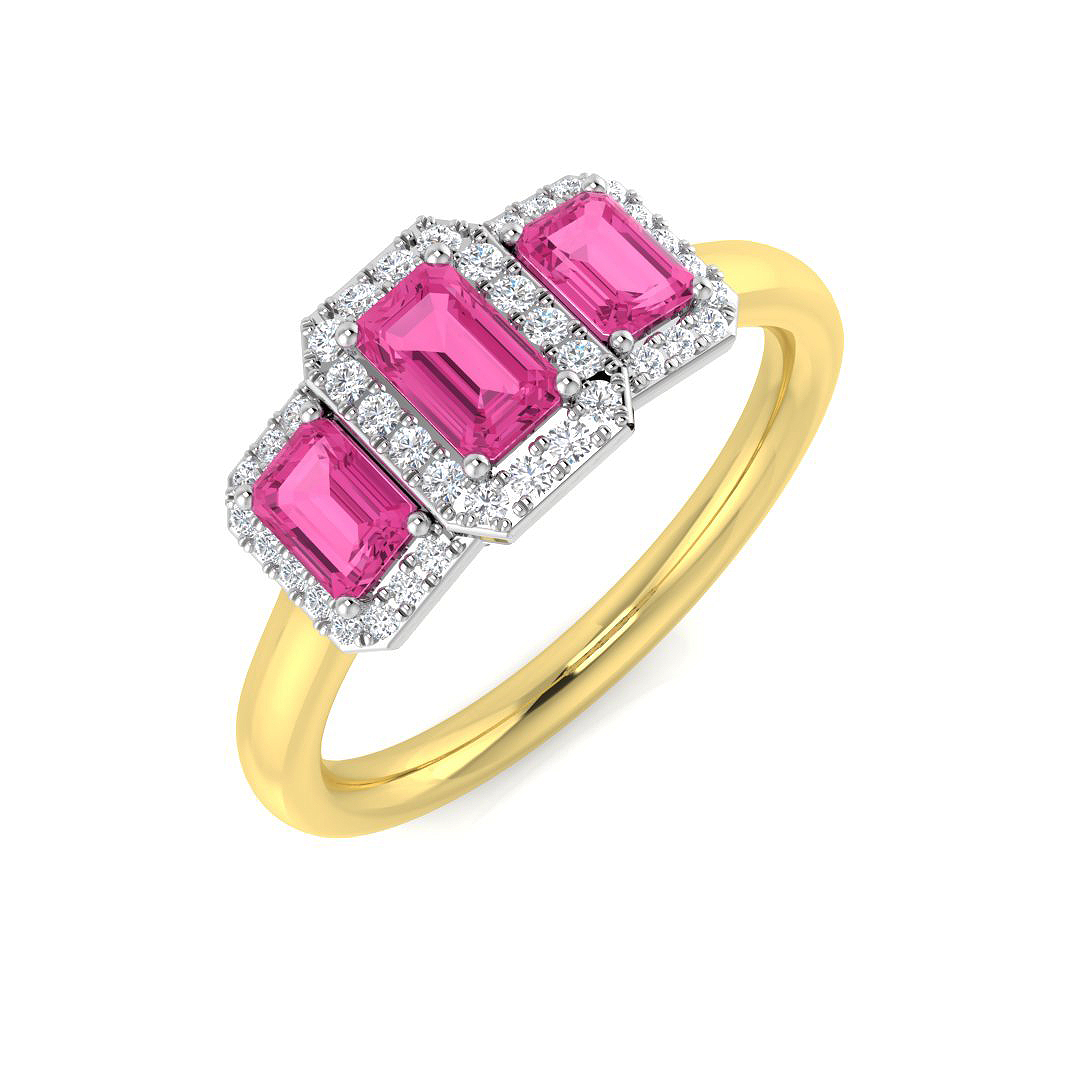 Pink Sapphire Ring in 18K Two Tone