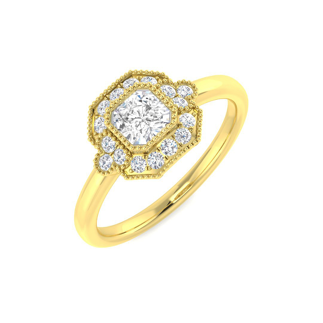 0.72ct Natural Diamond Vintage Ring in 9K Yellow Gold
