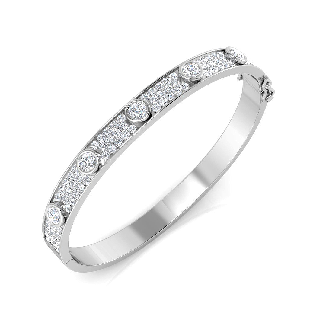 3.11ct Natural Diamond Fancy Bangle in 18K White Gold