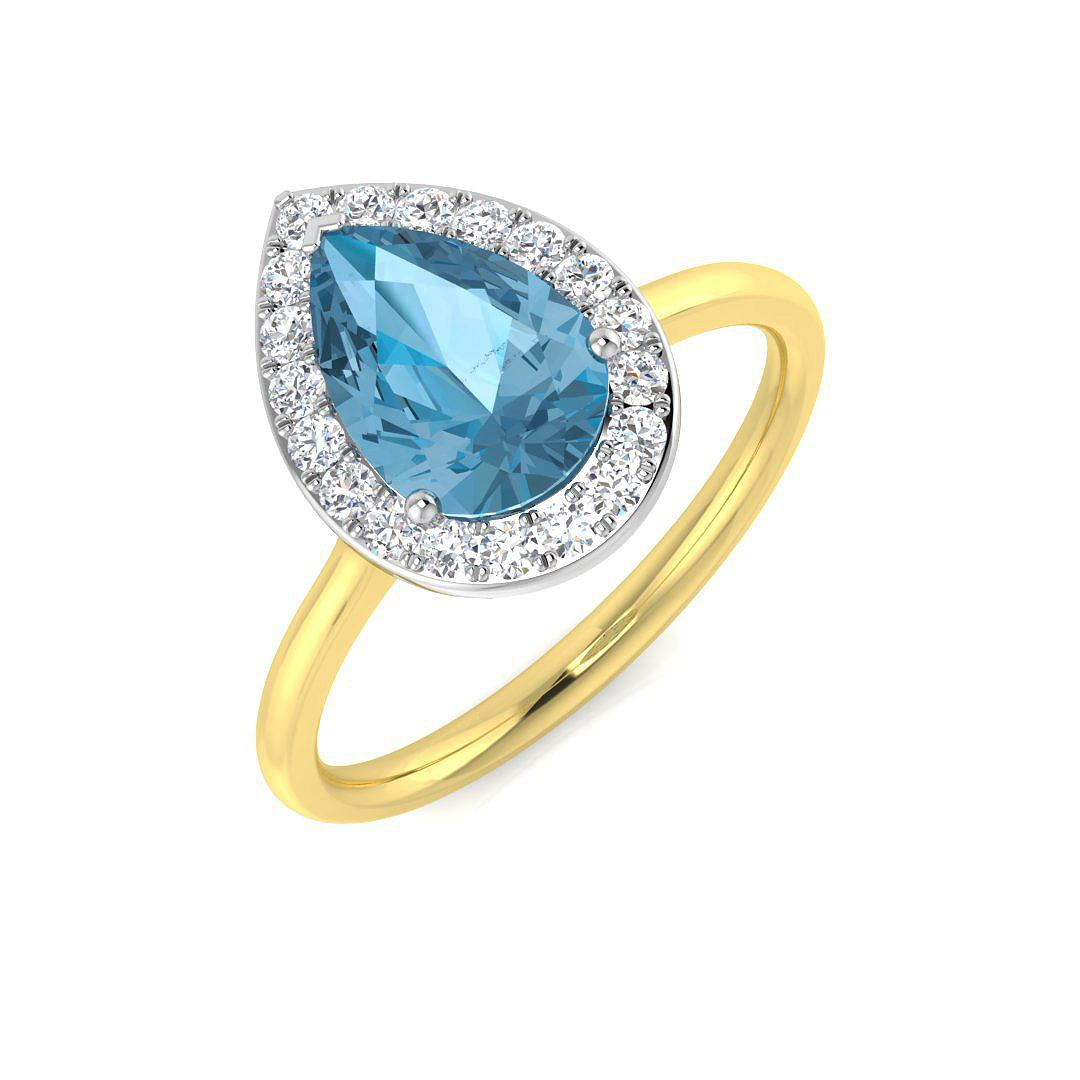 Blue Topaz Ring in 9K Two Tone