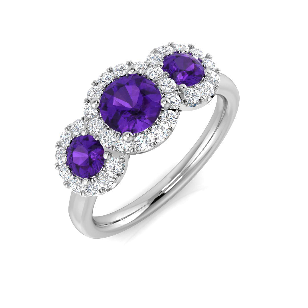 Amethyst Ring in 9K White Gold