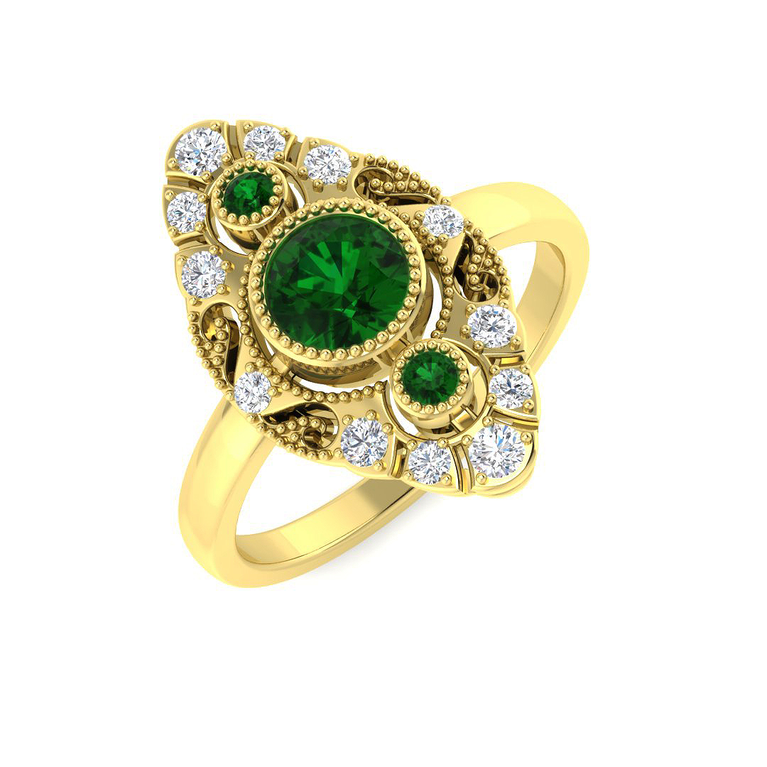Emerald Ring in 9K Yellow Gold