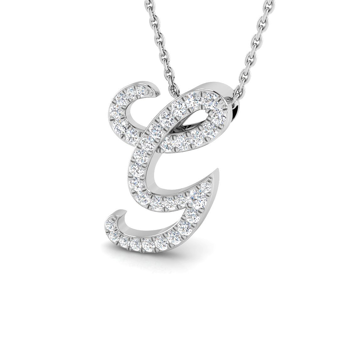 0.27ct Natural Diamond Initials Pendant in 9K White Gold