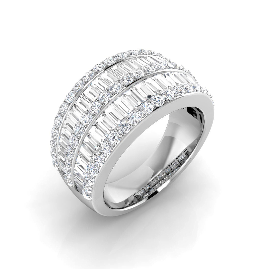 1.30ct Natural Diamond Baguette & Brilliant Ring in 18K White Gold