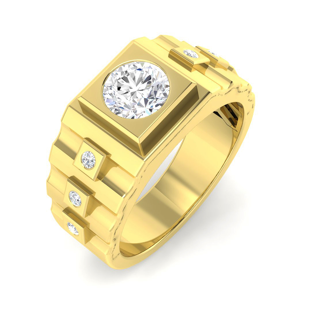 1.13ct Lab-Grown Diamond Signet Ring in 9K Yellow Gold